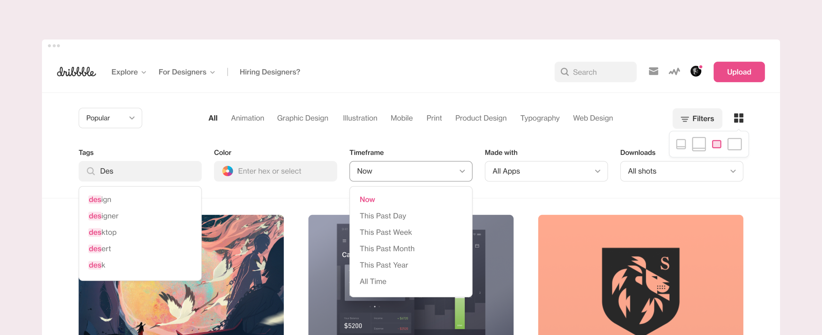Image of Dribbble website