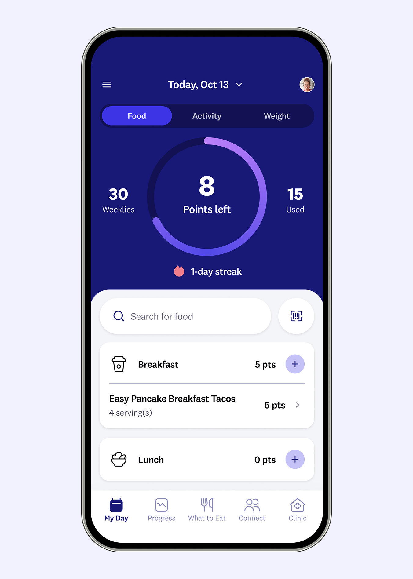 Image of WeightWatchers mobile app